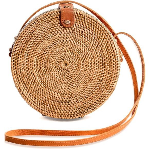 Novum Crafts Round Rattan Bag for Women - Handmade Ata Wicker Woven Purse - Picture 1 of 7